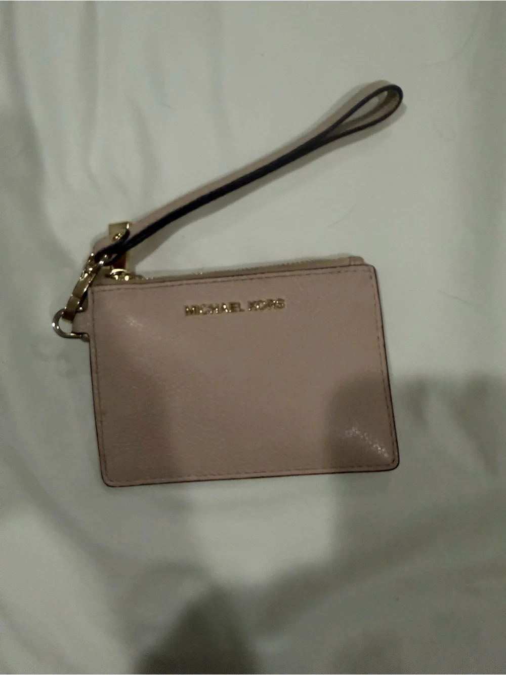 Michael Kors Blush Leather Wristlet Card Case with Gold Hardware